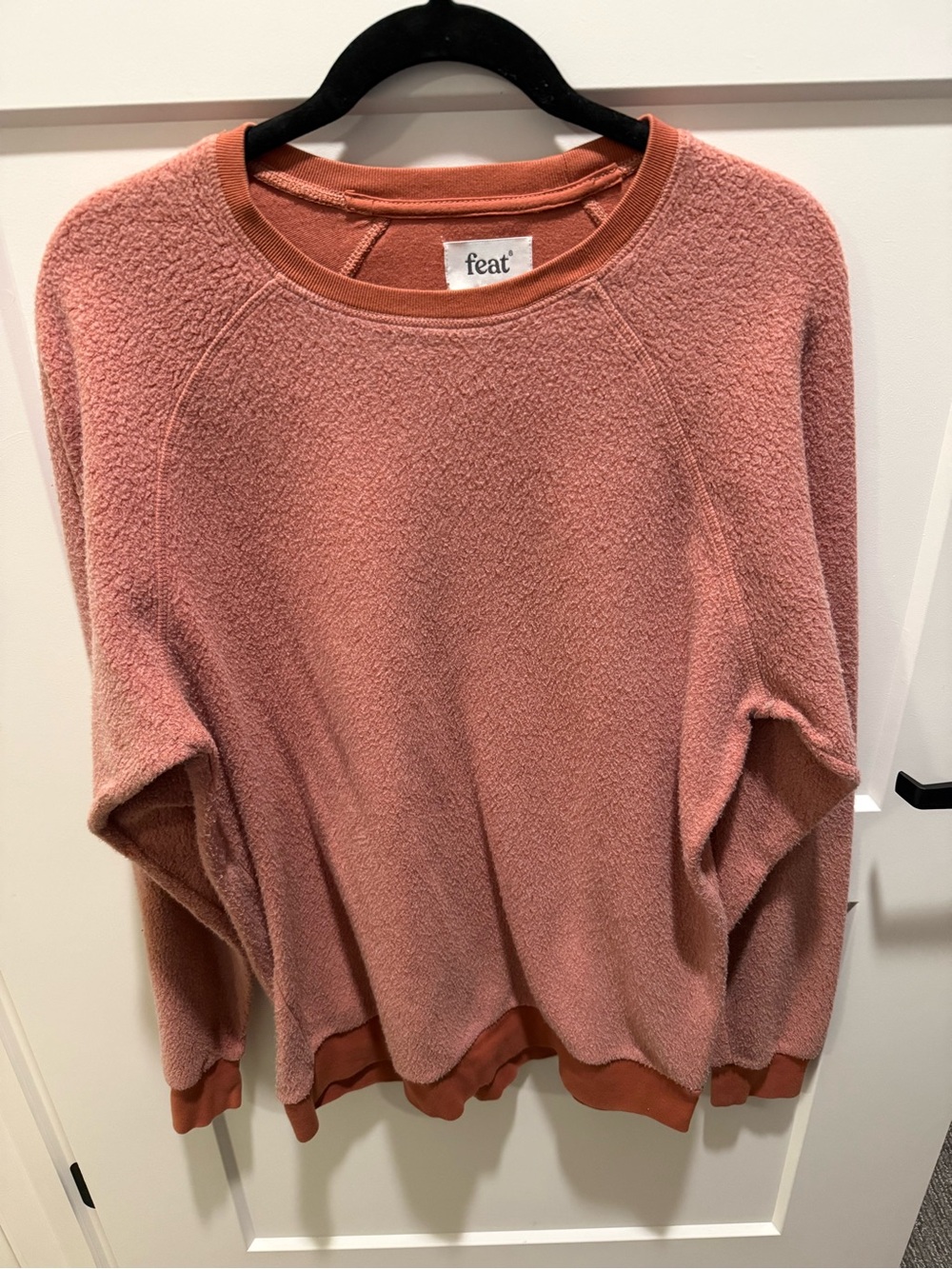 feat. Textured Raglan Sweatshirt Women L Dusty Rose Terry Pullover